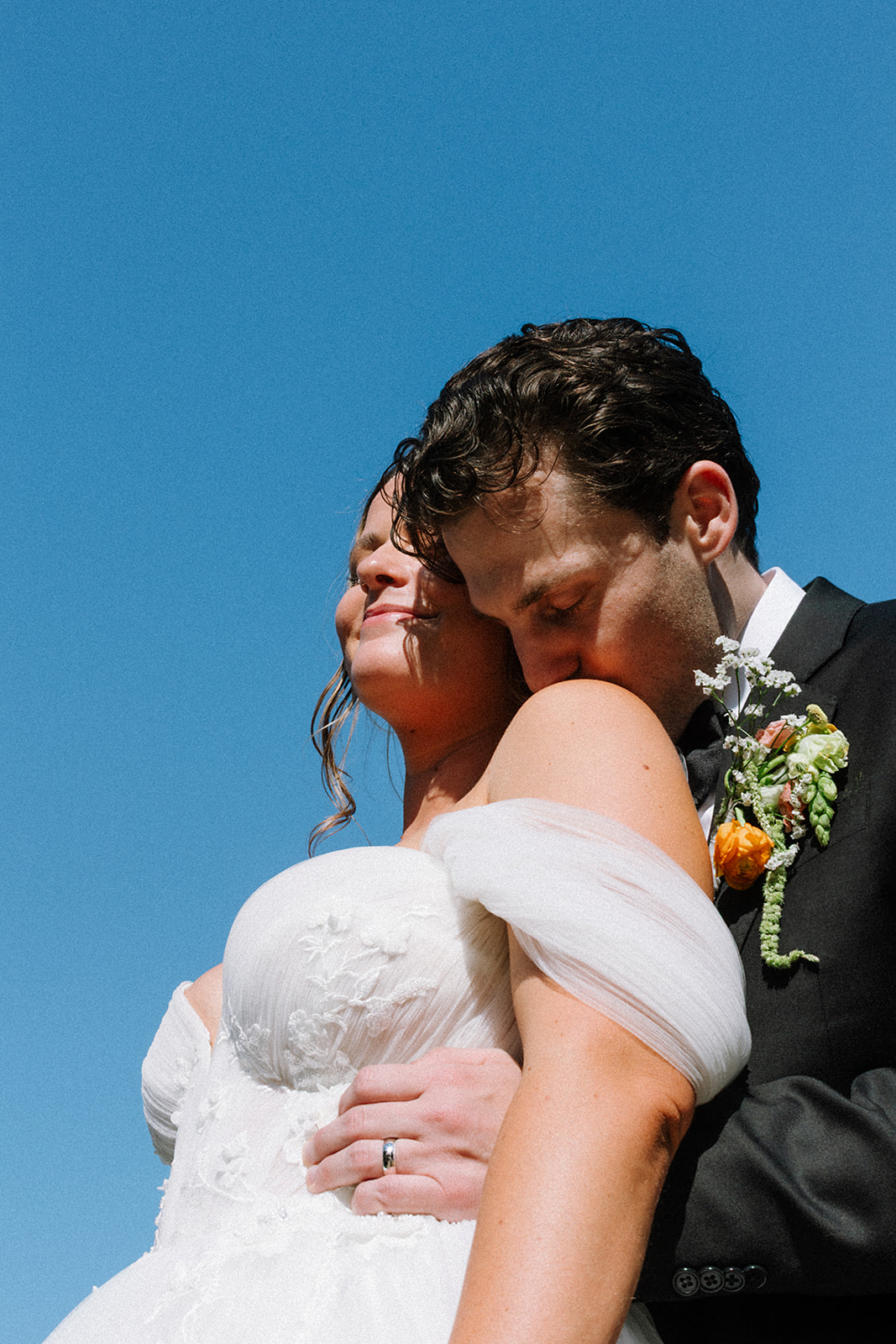 summer wedding couple portrait